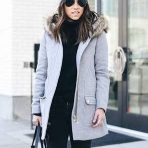 J. Crew Grey Stadium Cloth Chateu Parka